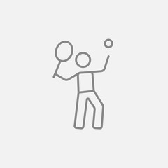 Man playing big tennis line icon.