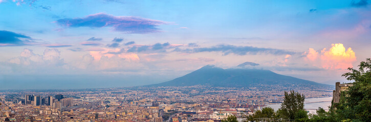 Napoli  and mount Vesuvius in  Italy