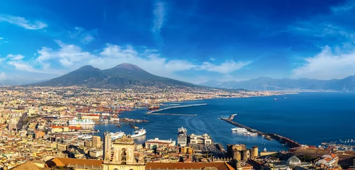 Tuinposter Napoli  and mount Vesuvius in  Italy © Sergii Figurnyi