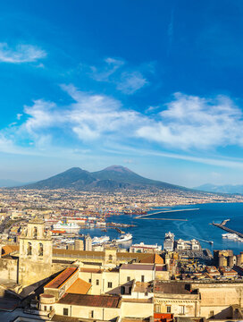 Napoli  and mount Vesuvius in  Italy