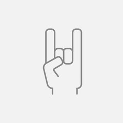 Rock and roll hand sign line icon.