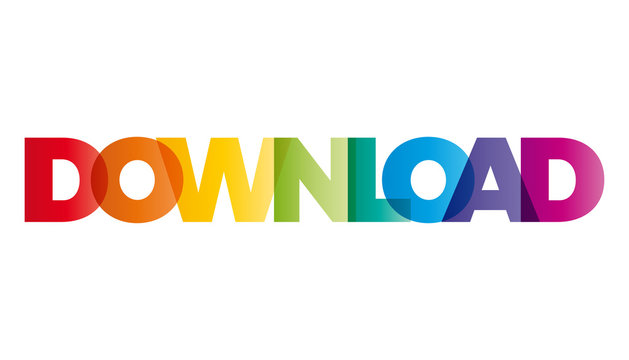 The word Download. Vector banner with the text colored rainbow.