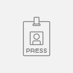Press pass ID card line icon.