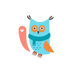 Cute owl with a sign for text