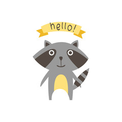 Cute Raccoon with a sign for text