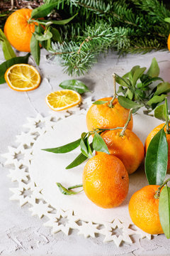 Tangerines in Christmas decor