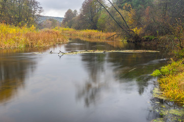 Autumnal landscape with Vorskla river in Sumskaya oblast, Ukraine