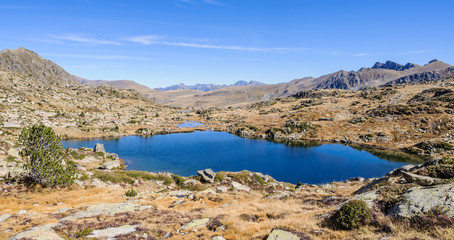 View of the lakes in the Lake Pessons, Andorra