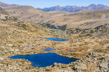 View of the lakes in the Lake Pessons, Andorra