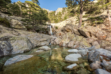 Cascade des Anglais waterfall near Vizzavona in Corsica