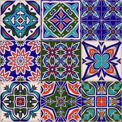 Papier Peint photo Tuiles marocaines Motif patchwork sans couture, carreaux, ornements
