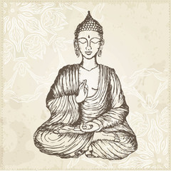 Vector illustration of Sitting Buddha.