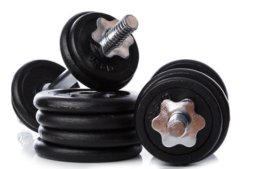 Dumbbell on white background