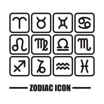Zodiac Icon Silhouette Black Color With Square Design Vector 