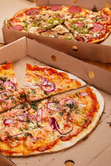 Pizza with salmon