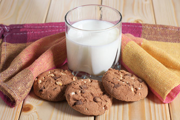 Milk with chocolate cookies
