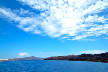 greece from the boat  islands in mediterranean sea and sky