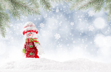 Christmas background with snowman