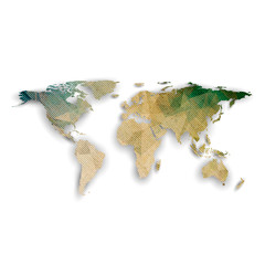 World map with shadow, textured design vector illustration