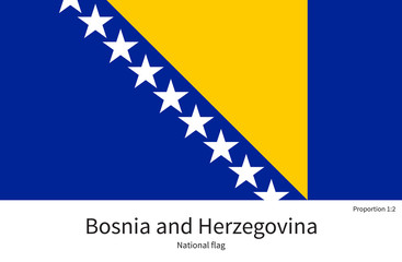 Obraz na płótnie Canvas National flag of Bosnia and Herzegovina with correct proportions, element, colors