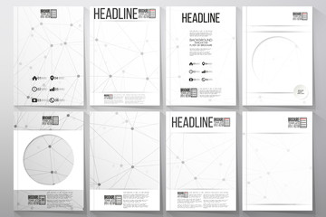Set of business templates for brochure, flyer or booklet. Molecular structure design, scientific vector background