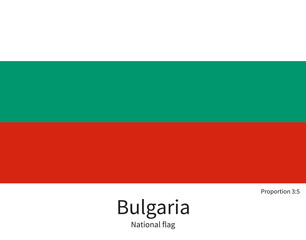 National flag of Bulgaria with correct proportions, element, colors
