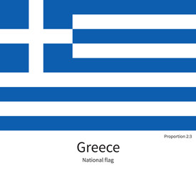National flag of Greece with correct proportions, element, colors