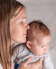 happy mother with baby