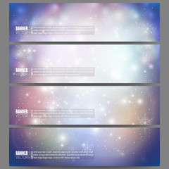 Fototapeta na wymiar Set of modern banners. Blue abstract winter background. Christmas vector style with snowflakes