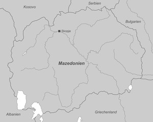 Mazedonien in Grau (beschriftet)