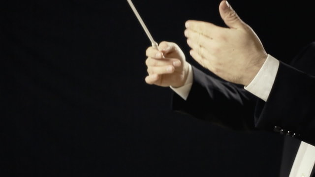 Orchestra leader moving hands
