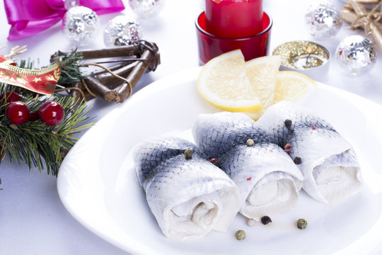 Rollmops with lemon for Christmas