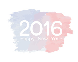 Happy new year 2016. Colorful watercolor paint design.