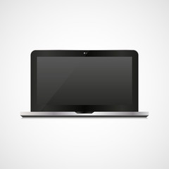 Black laptop in a realistic style on a white background