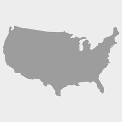 Map of the USA in gray on a white background