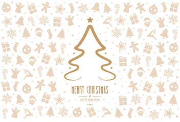 christmas tree pattern decoration elements gold white background