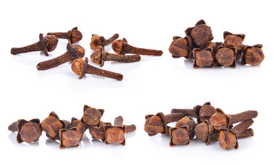 Spice cloves on white background