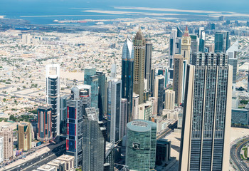 Aerial view of Dubai skyline, UAE