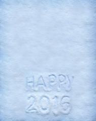 Text HAPPY 2016 written on snow