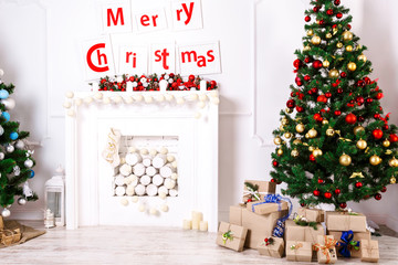 Christmas living room with Christmas Tree