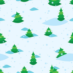 The Christmas tree among the snow banks on snowy background