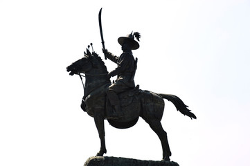 The Statue of King Taksin. The Great King Taksin riding on a horseback was unveiled in the middle of Wongwian Yai (the Big Traffic Circle) in Thonburi