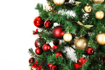 Naklejka na ściany i meble Decorated Christmas tree. Beautiful Christmas living room with Christmas tree