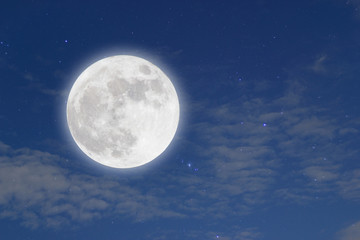 Fototapeta na wymiar full moon and beautiful clouds Night sky in the winter. 
