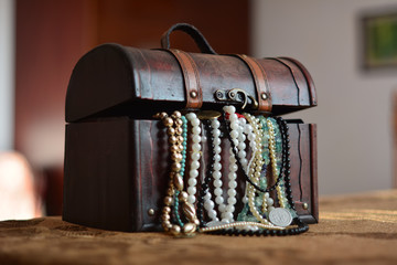 old casket with jewelry