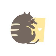 Cute cat with a sign for text
