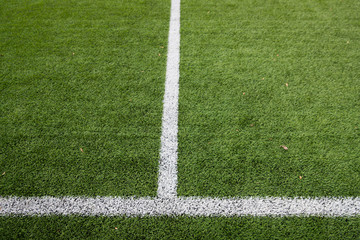 Fototapeta premium close up of football field with line and grass