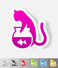realistic design element. cat and aquarium