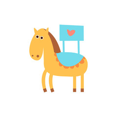 Cute horse with a sign for text