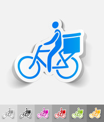 realistic design element. delivery of goods by bicycle